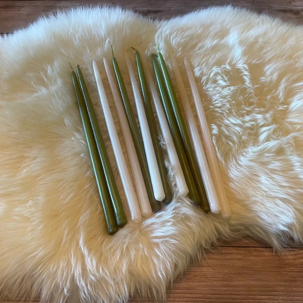 S12 | Vintage Hand Dipped Willow Taper Candles ~ Set of 7